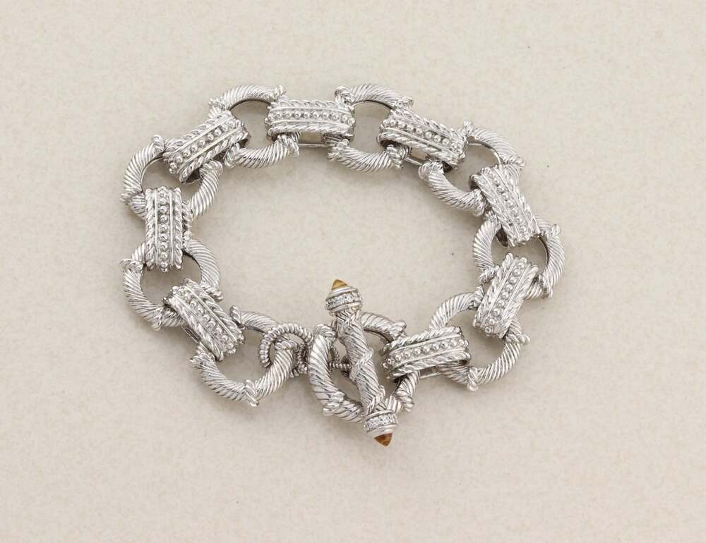 Sterling Silver Judith Ripka Rolo Link Bracelet 6 1/2" inch